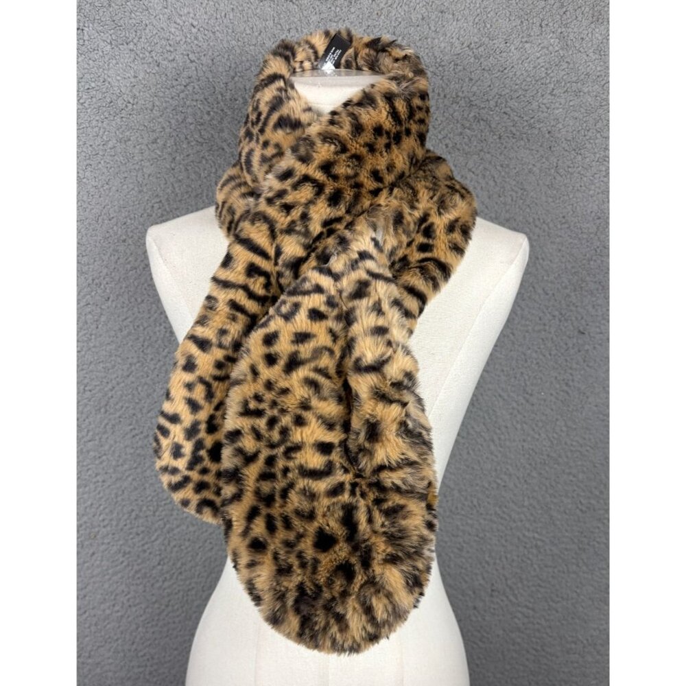 I.n.c. International Concepts Women's Pull-Through Faux-Fur Scarf Leopard OS NWT